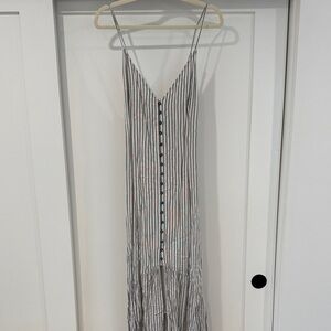 Abercrombie & Fitch Striped Maxi Dress in White and Gray